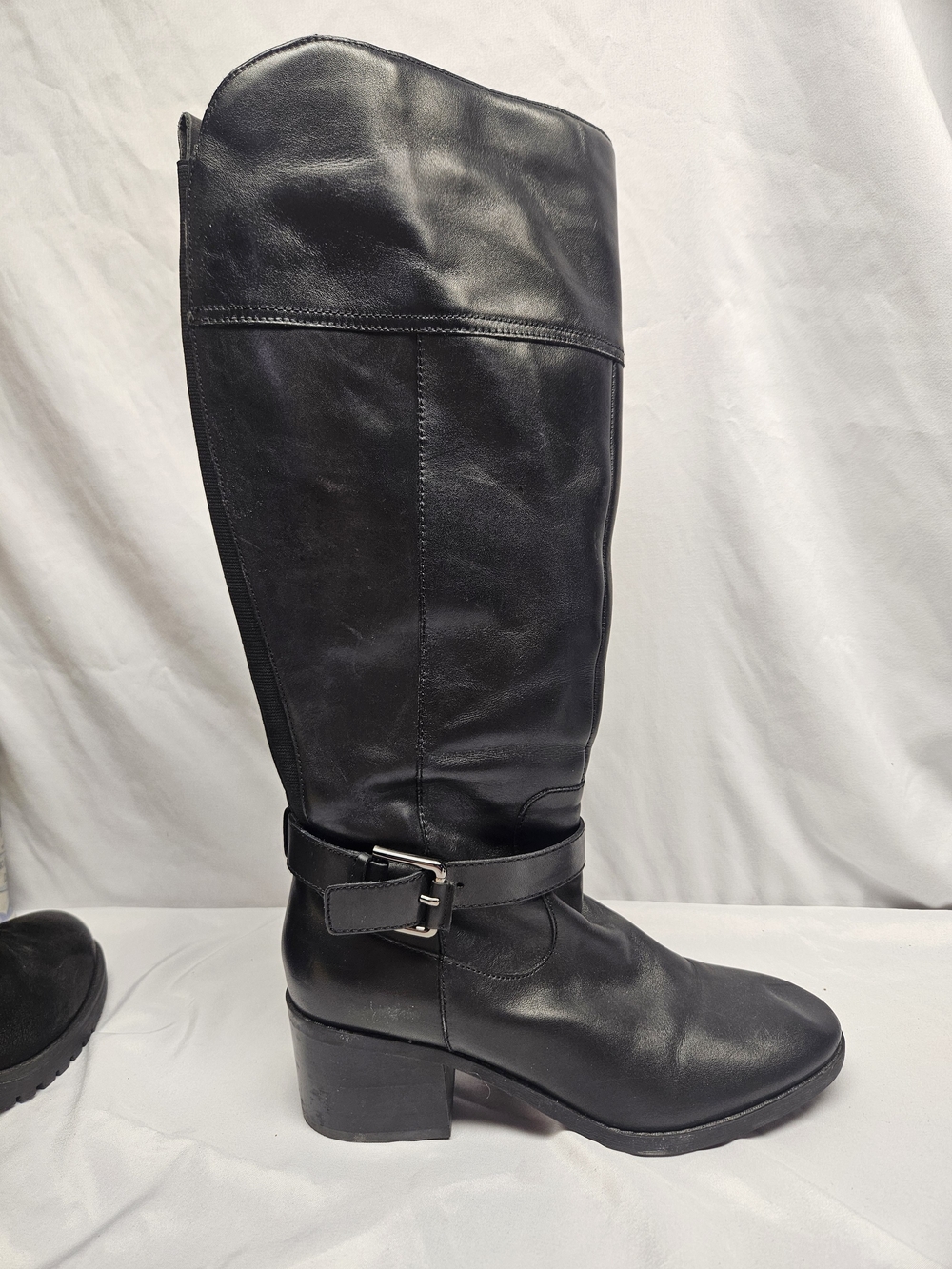Marc Fisher Black Leather Tall Riding Boots Women's Size 8M Wide Calf WC